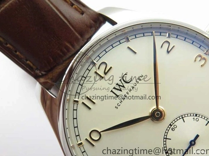 MIROTIME 0408 Original Portuguese IW358304 ZF 1:1 Best Edition SS White Dial RG Markers on Leather Strap A 7077